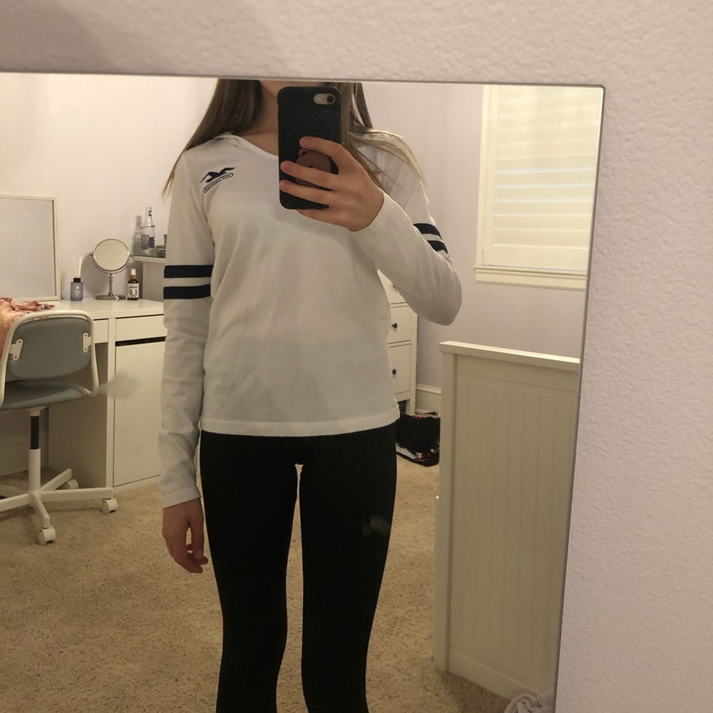 White long sleeve shirt with hood